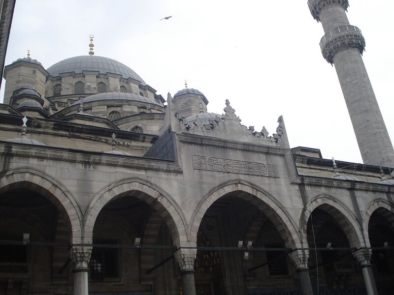 mosque with domes and minaret