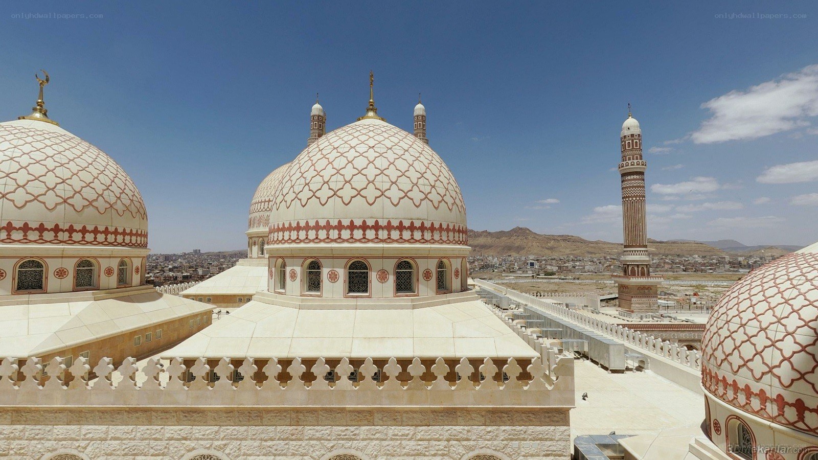 mosque with domes and minaret