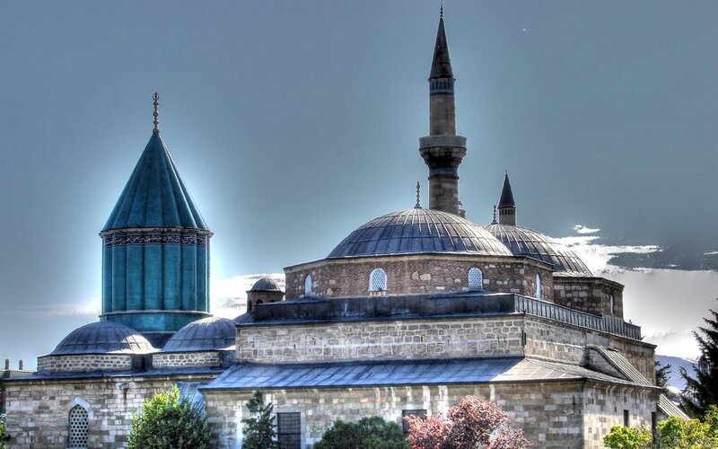 Mosque with Domes and Minarets — Blue, Serene, Afternoon, Photograph, Dome, Minaret