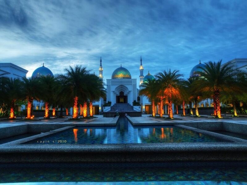 Mosque with Domes and Minarets — Blue