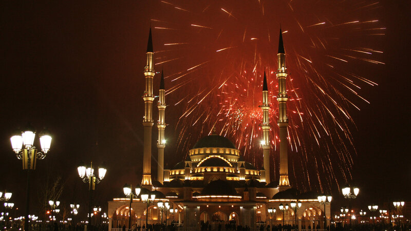 Mosque with Fireworks