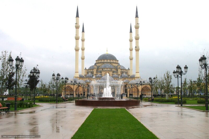 Mosque with Fountain — Gray