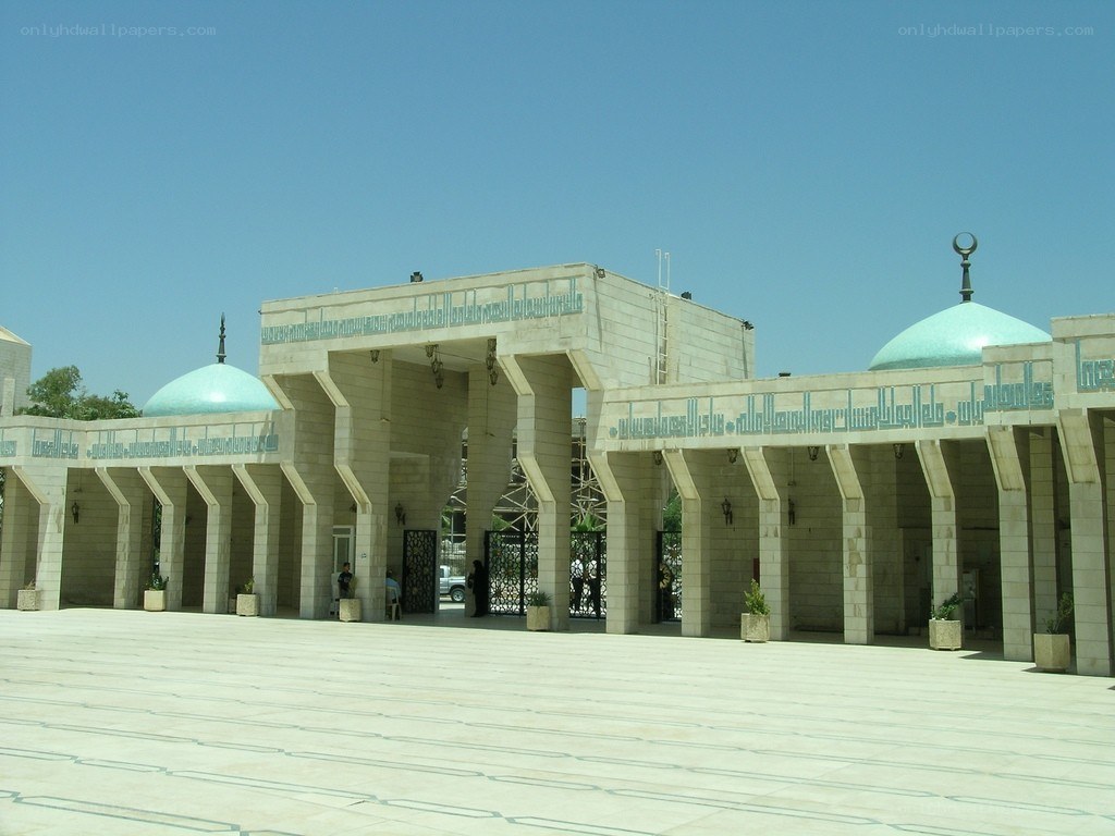 mosque with green domes
