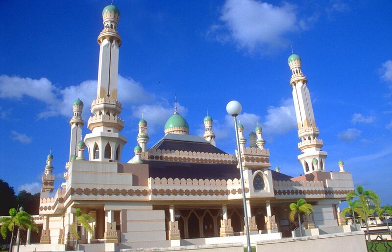 mosque with green domes