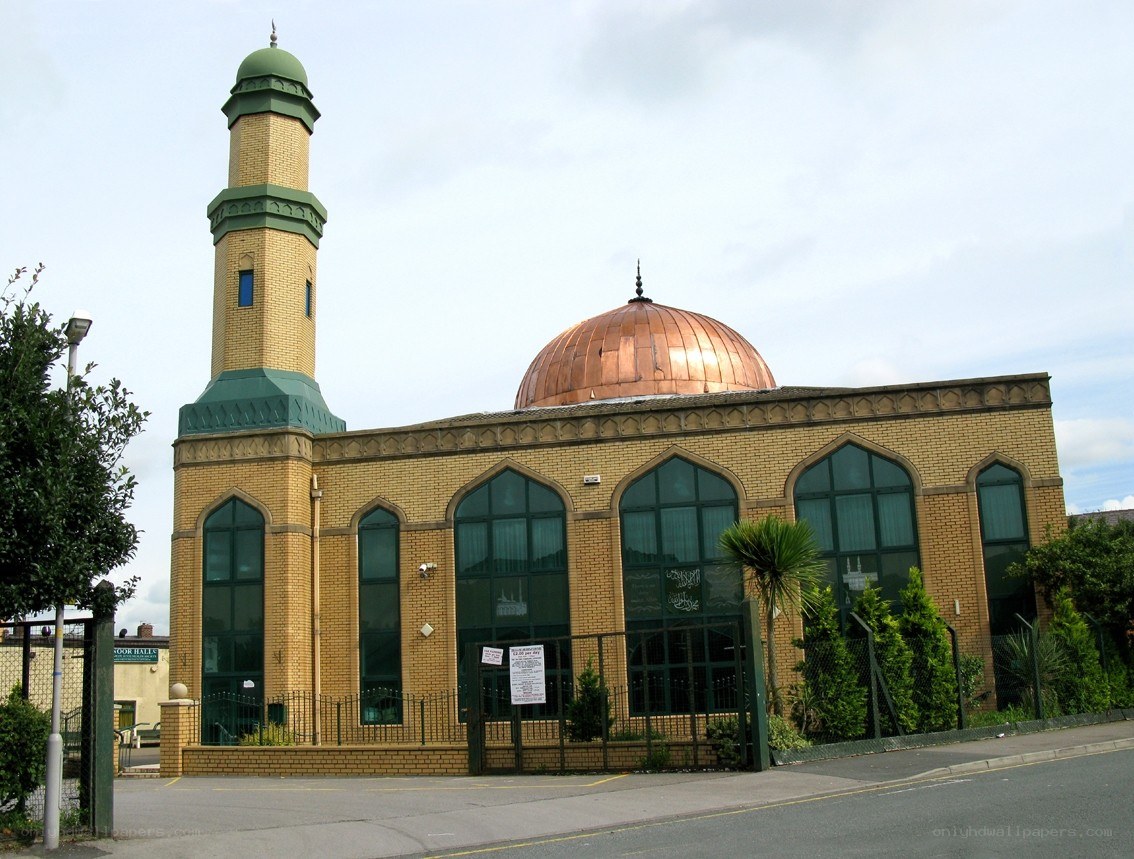 mosque with green minaret