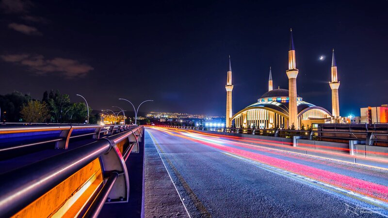 Mosque with Light Trails
