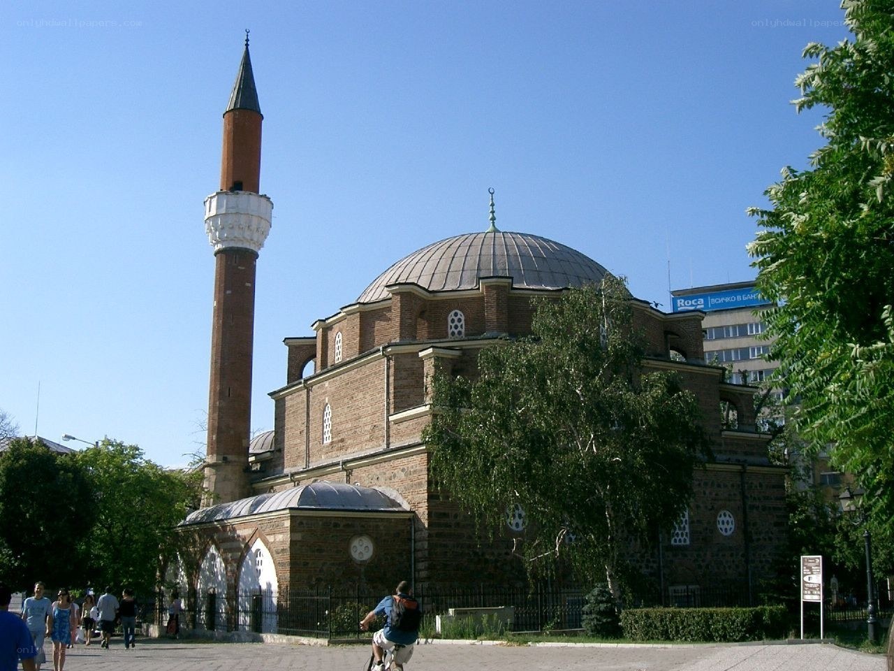 Mosque with minaret and dome