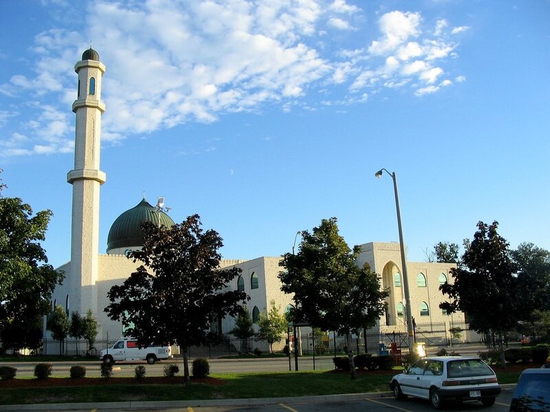 Mosque with minaret and dome
