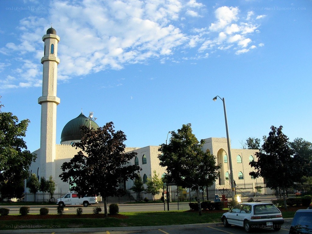 Mosque with minaret and dome