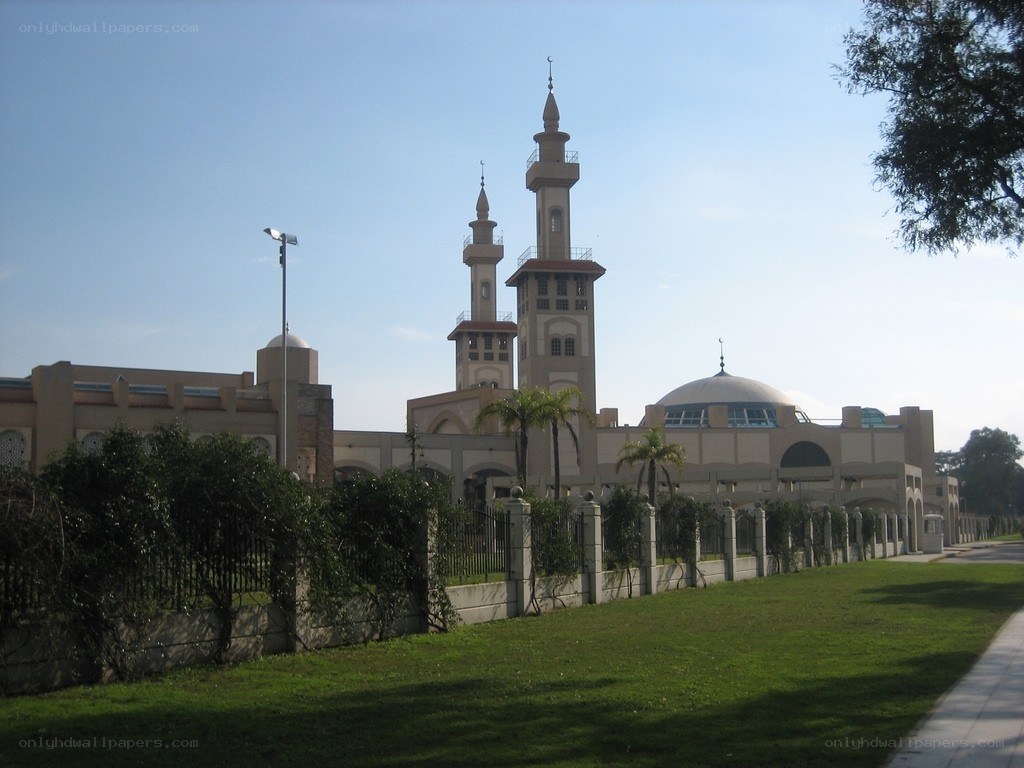 mosque with minarets and dome