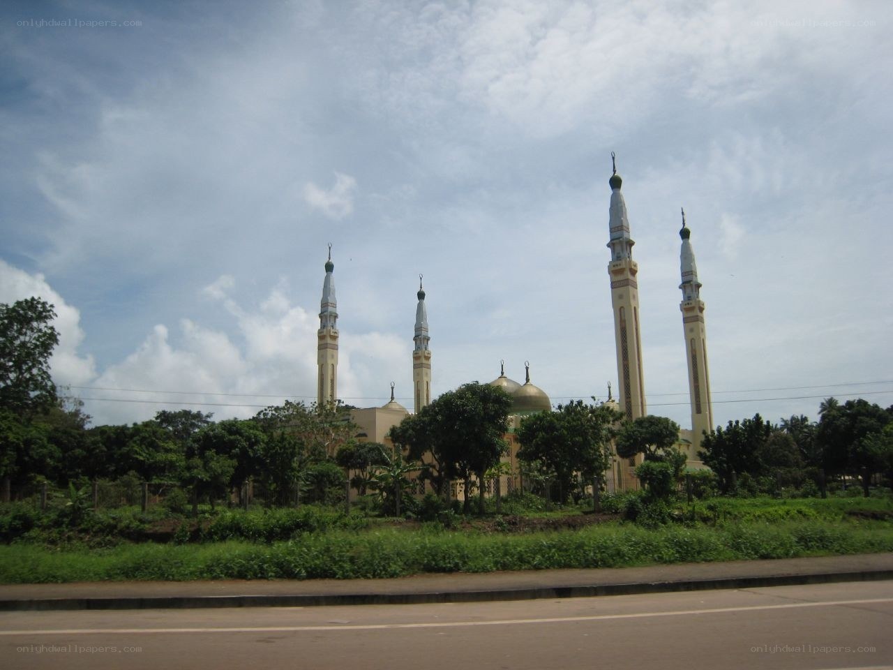 mosque with minarets and dome