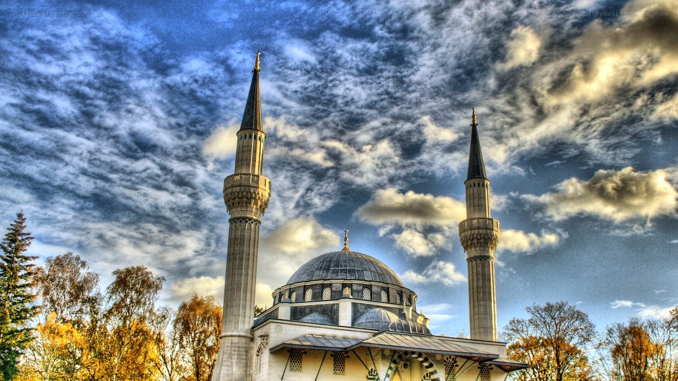 Mosque with minarets and dome
