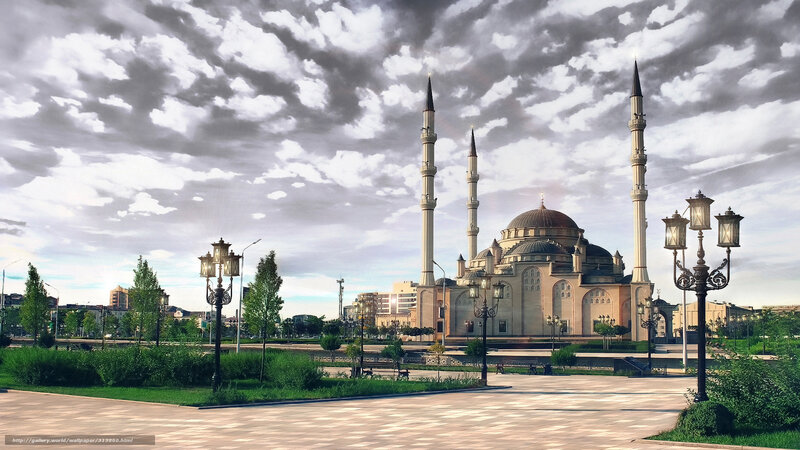Mosque with minarets and dome