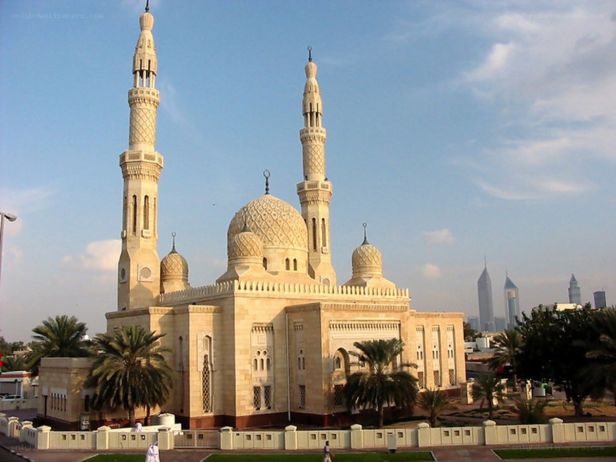 mosque with minarets and domes