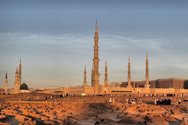 Mosque with Minarets — Beige, Serene, Sunset, Photograph, Dome