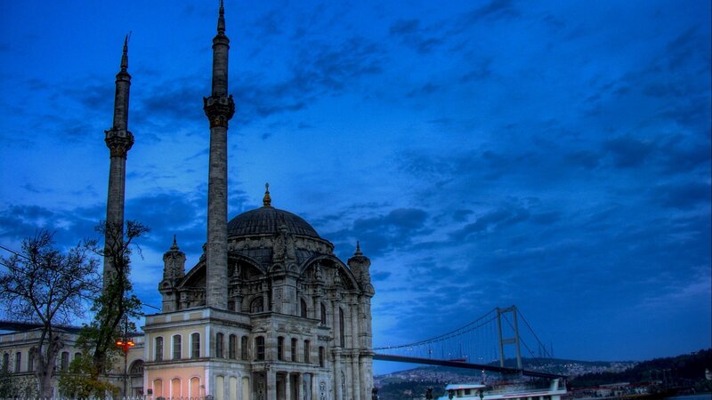 Mosque with Minarets — Blue, Dramatic