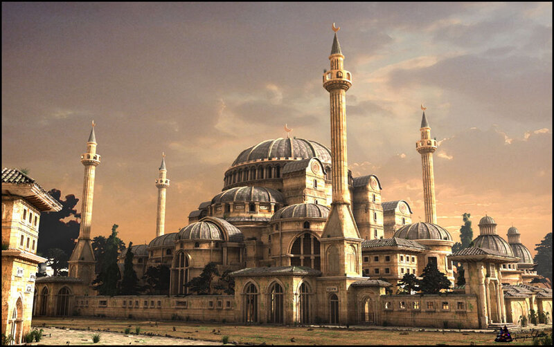 Mosque with Minarets — Brown