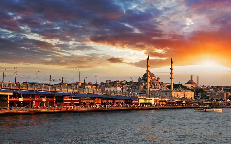 Mosque with Minarets — Orange, Dramatic