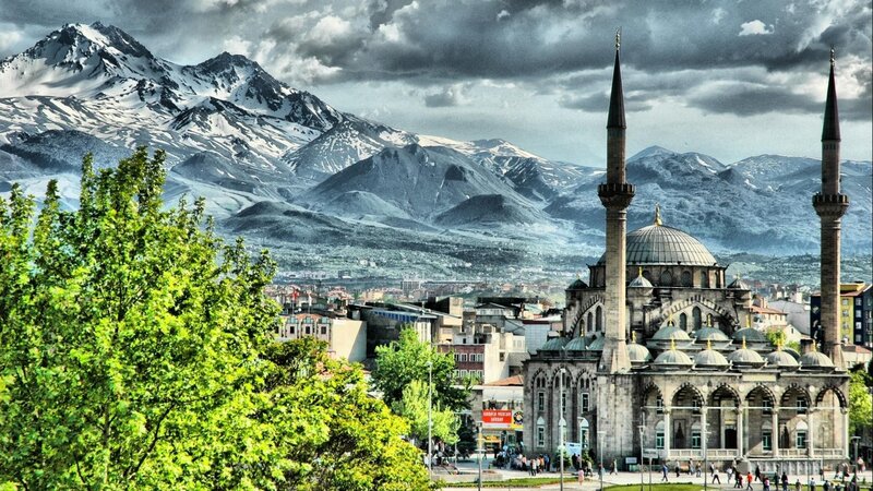 Mosque with Mountains