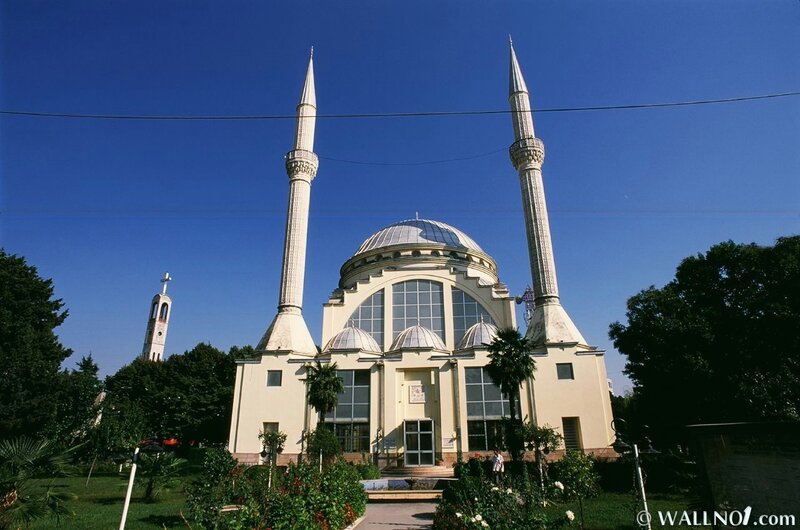 Mosque with twin minarets