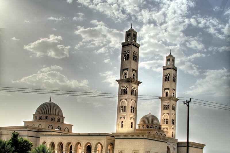Mosque with Two Minarets — Beige, Dramatic