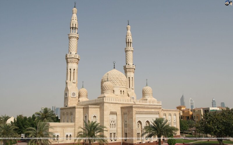 Mosque with Two Minarets — Beige, Serene, Afternoon