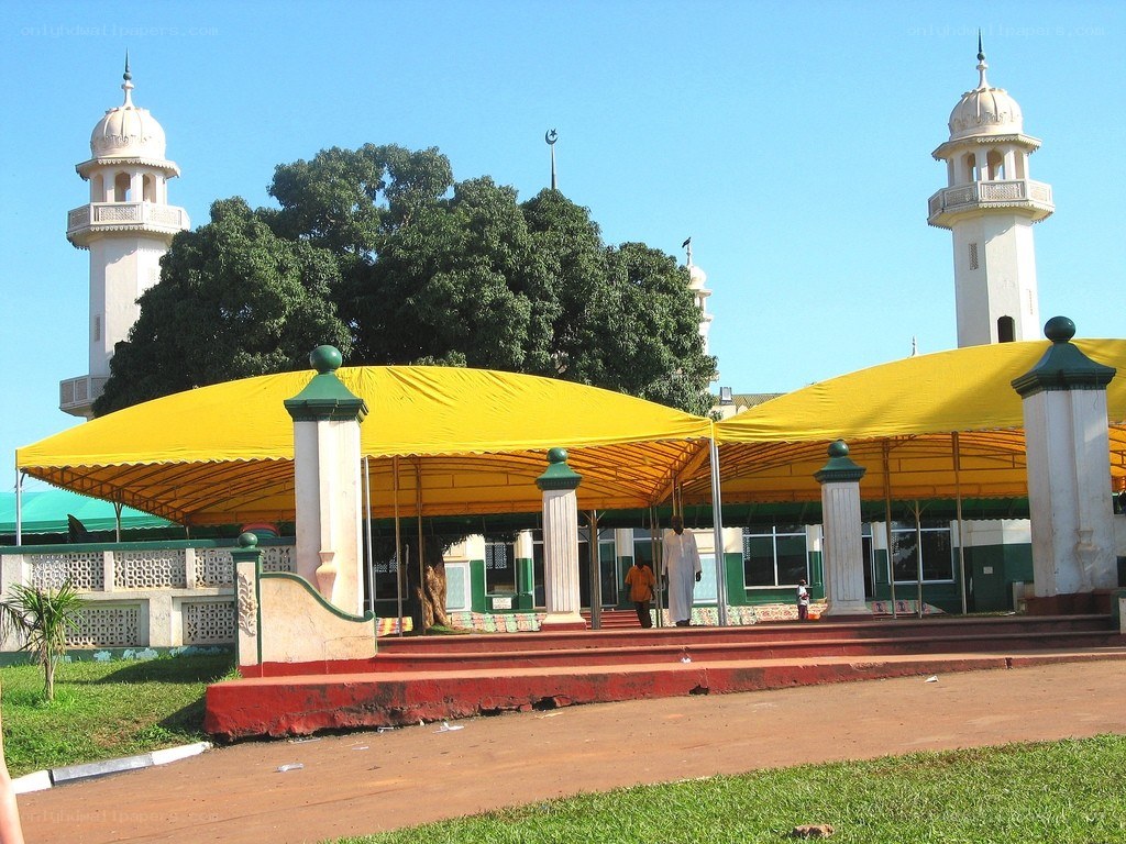 Mosque with yellow canopies