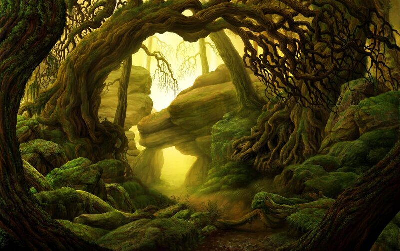 Moss-covered Forest Arch — Green