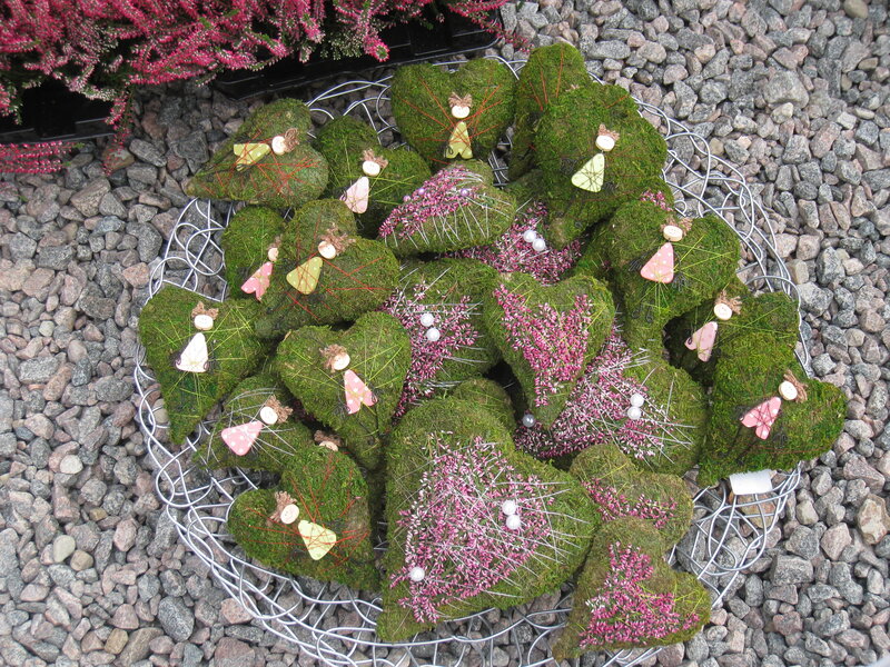 Moss-covered Heart Ornaments