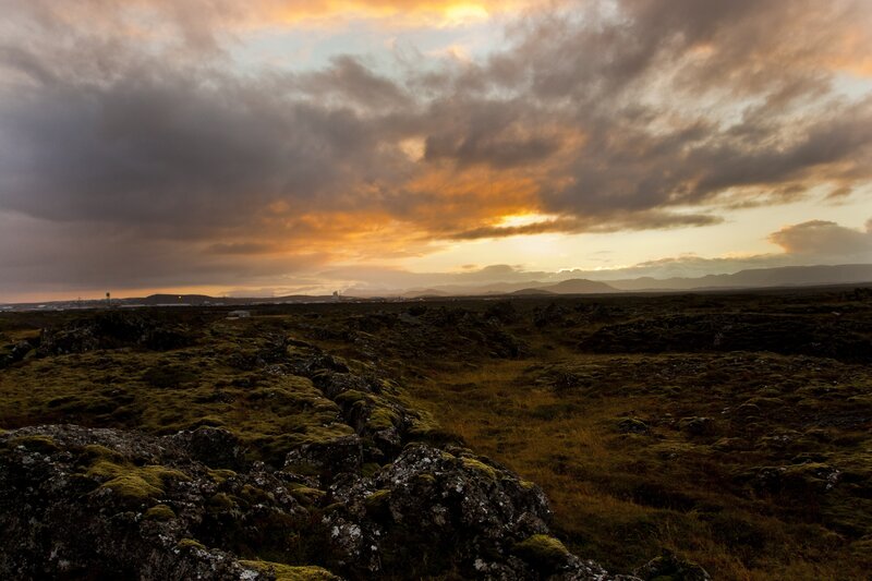 Moss-covered Lava Field — Green, Dramatic, Sunset, Photograph