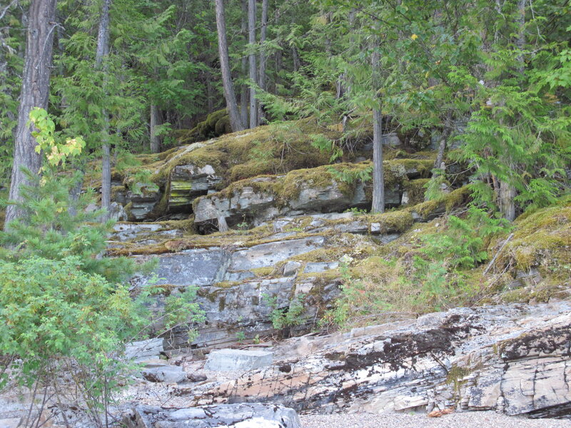 Moss-covered Rock Formation — Green, Natural