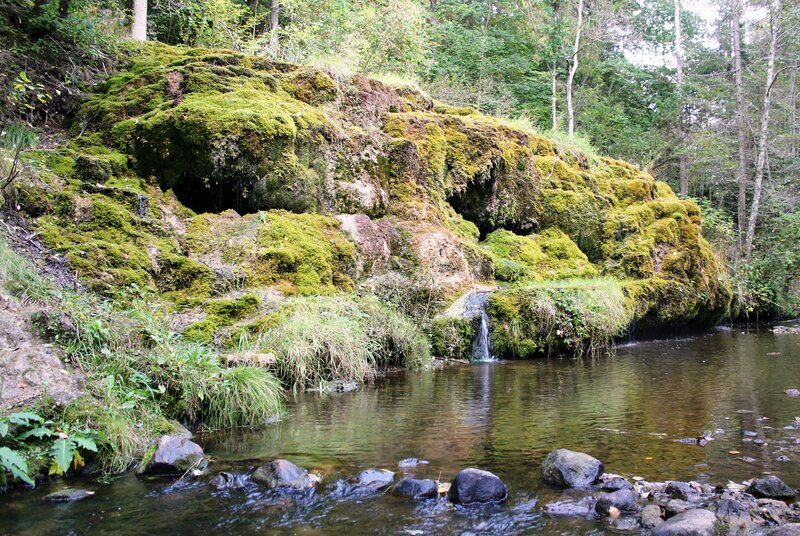 Moss-covered Rock Formation — Green, Serene, Afternoon