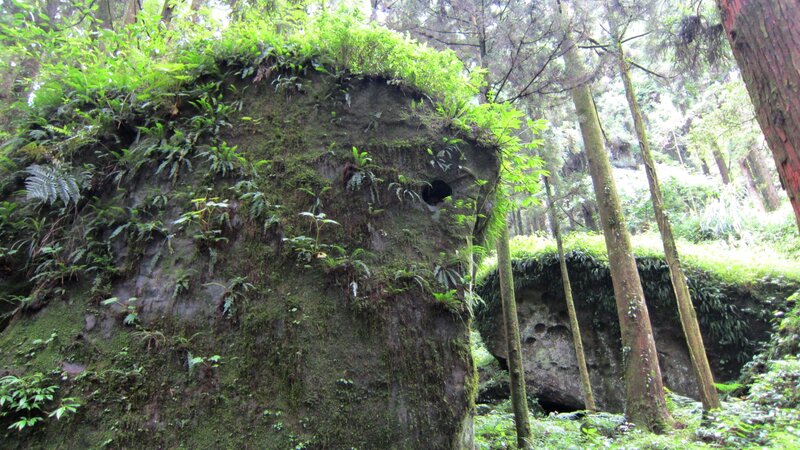 Moss-covered Rock Formation — Green, Serene