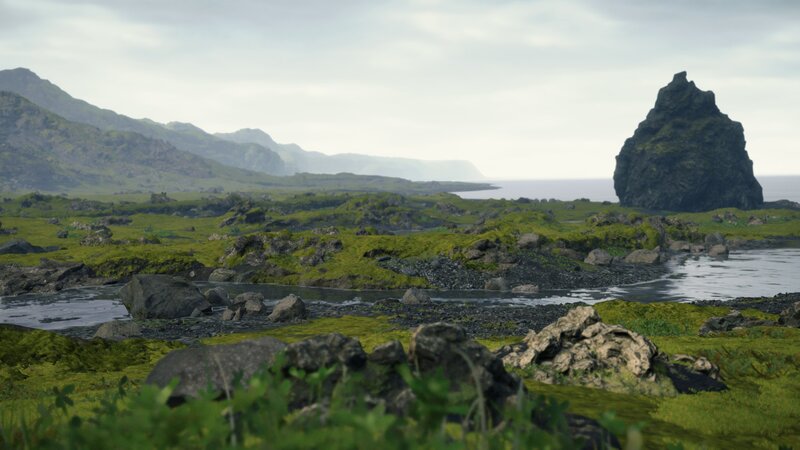 Moss-covered Rocks by Sea