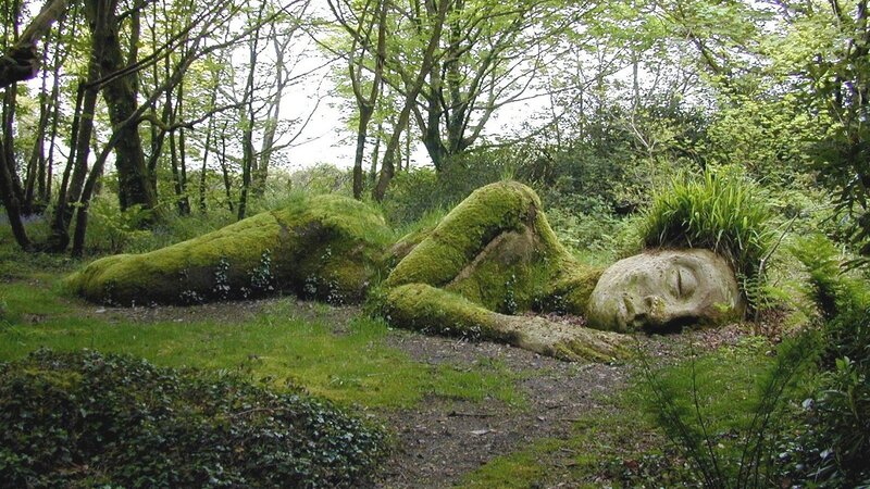 Moss-covered Sculpture — Green, Serene