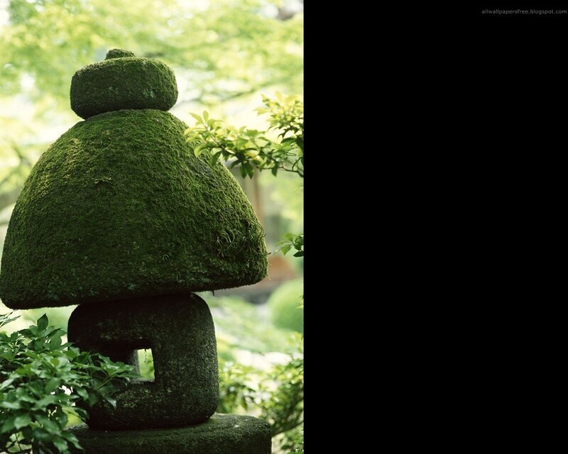 moss-covered stone lantern