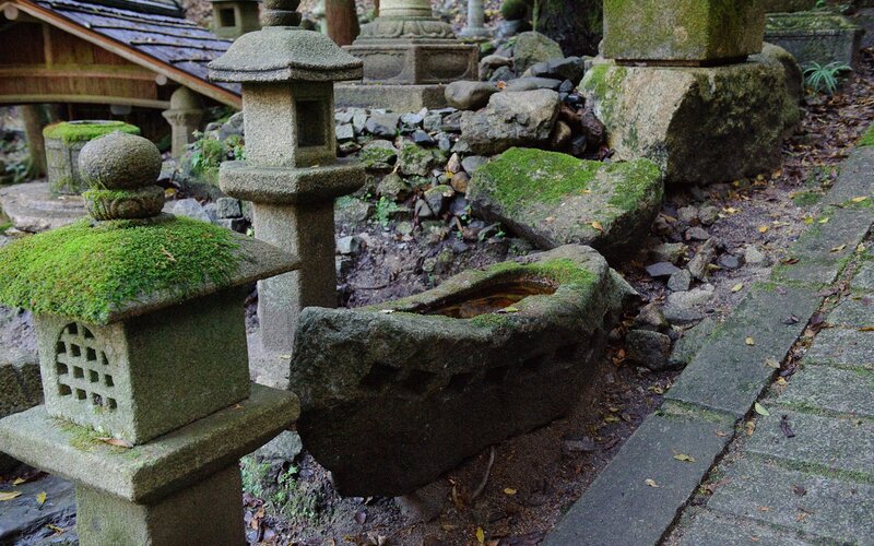 Moss-covered Stone Lanterns — Green