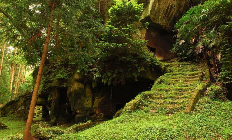 Moss-covered Stone Steps — Green, Serene