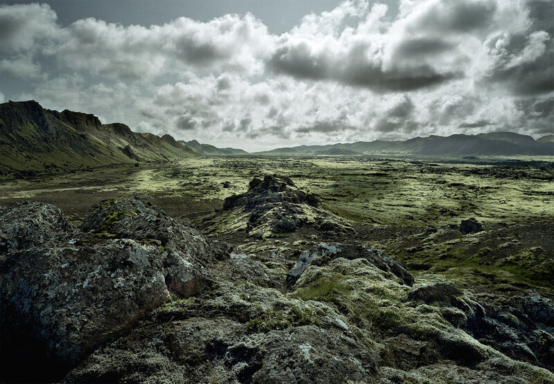 Moss-covered volcanic landscape