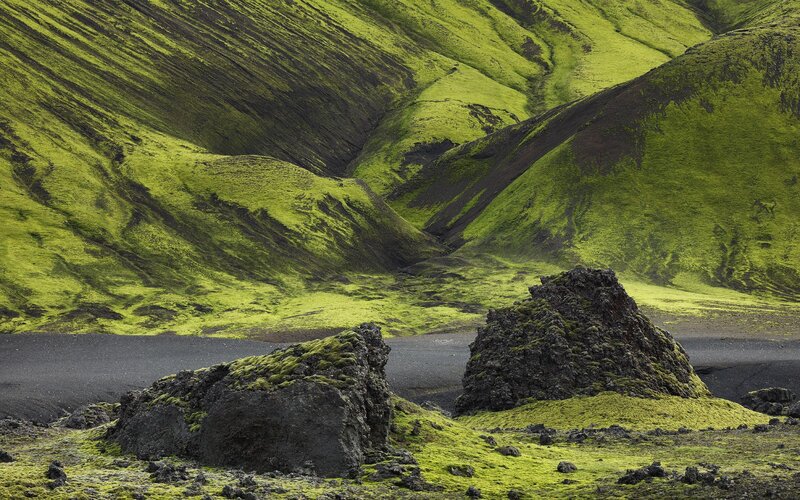 Moss-covered Volcanic Rocks