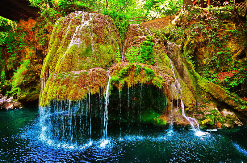 Moss-covered Waterfall — Green, Serene, Afternoon, Photograph, Pool