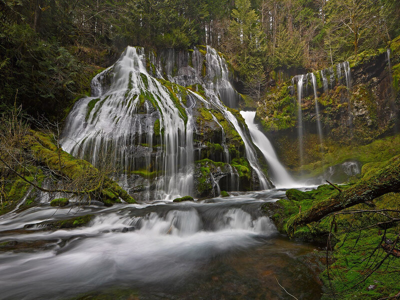 Moss-covered Waterfall — Green, Serene, Photograph, Forest, Stream, Rocks
