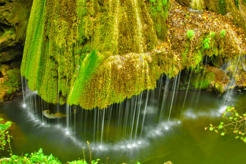 Moss-covered Waterfall — Green, Serene, Photograph, Pool, Rock