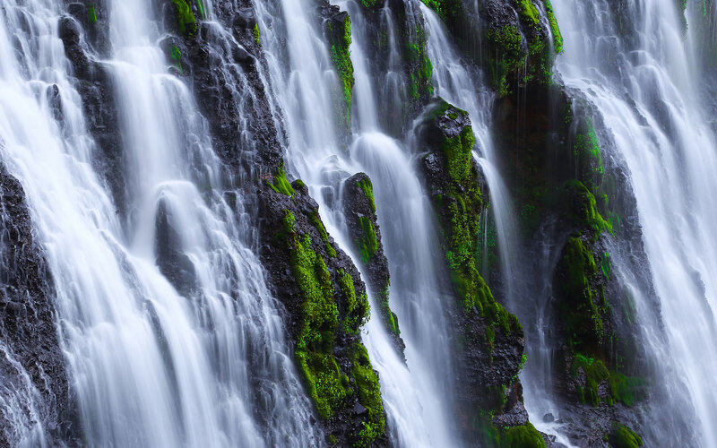 Moss-covered Waterfall — Green, Serene, Photograph, Water
