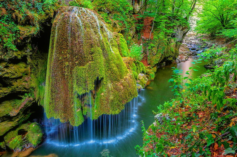 Moss-covered Waterfall — Green, Serene, Spring, Photograph, River
