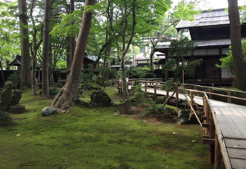 Moss Garden with Wooden Bridge