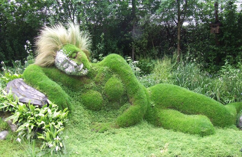 Moss Sculpture of Reclining Figure