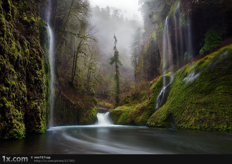 Mossy canyon waterfall