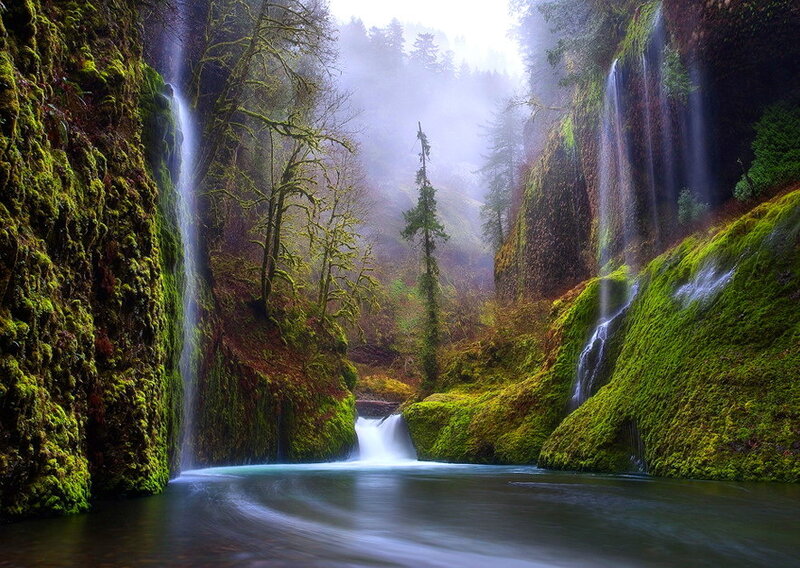 Mossy Canyon Waterfall — Green