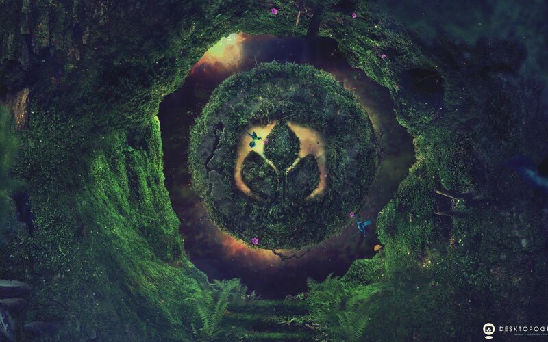 Mossy Cave with Floating Island